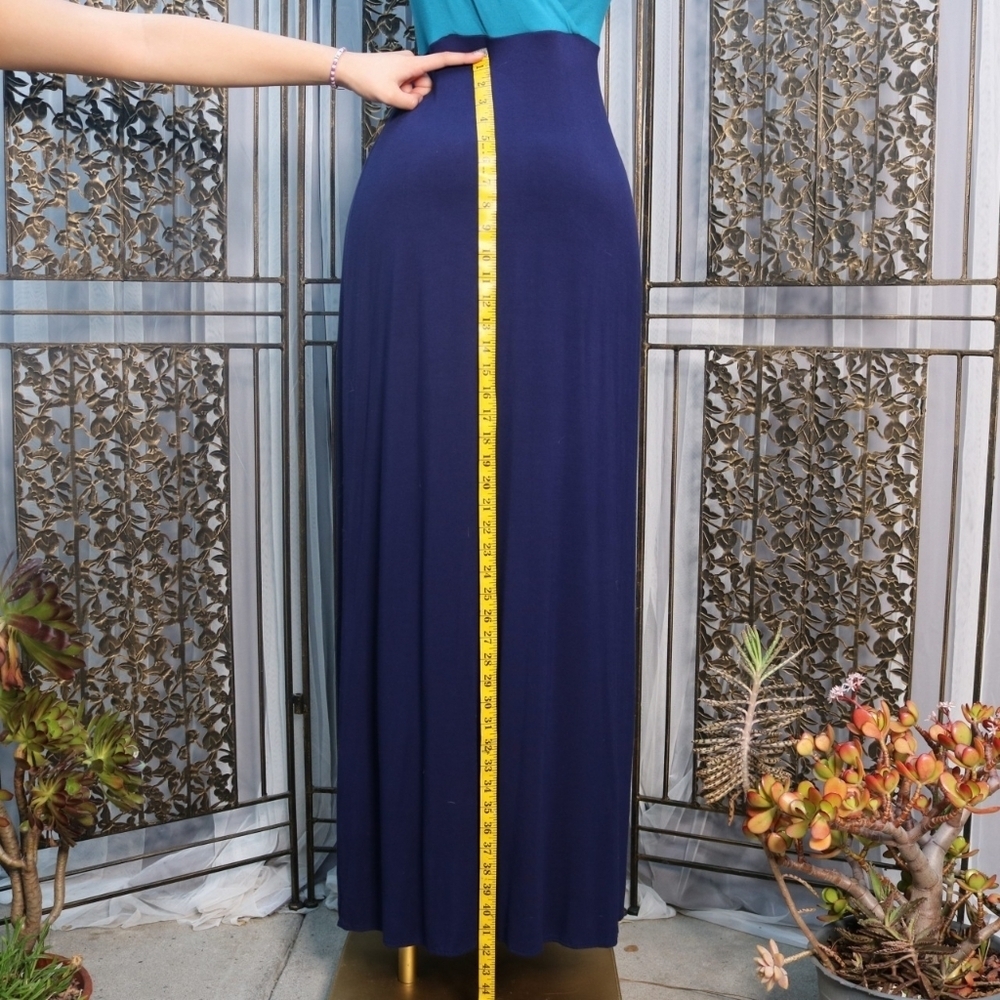 Tiffany Rose Jewel Block, Elegant Comfy Maternity Maxi Dress, Biscay Blue - Picture 7 of 10